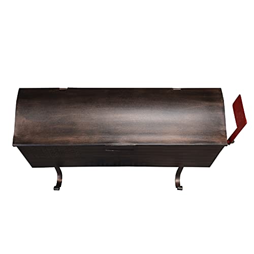 Image of Oakland Living AZ620-COPPER Copper Patriotic Metal Outgoing Mail Flag and Newspaper Hangers Wall Mount Mailbox