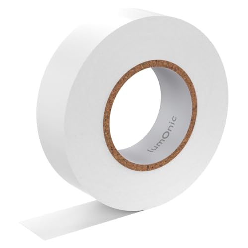 Lumonic 1 rollo Cinta aislante PVC 19mm x 20m cinta adhesiva blanca Isotape I Adecuado para electricistas y aficionados I Cinta aislante en varias longitudes y colores