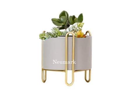 Neumark Iron Indoor Outdoor Home Bedroom Garden Decor Flower Planter Potted Stand with Pot (Gray/Gold) with 10 inch Tall (B07WS27ZCT) Amazon Price History, Amazon Price Tracker