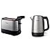 Philips HD2639/90 – Toaster (730 W, Extra Large Slot, Sandwich Accessories), Black and Silver [Energy Class A] & HD9350/90 Wasserkocher (2200 Watt, 1.7 Liter, Edelstahl) [Energieklasse A+++]