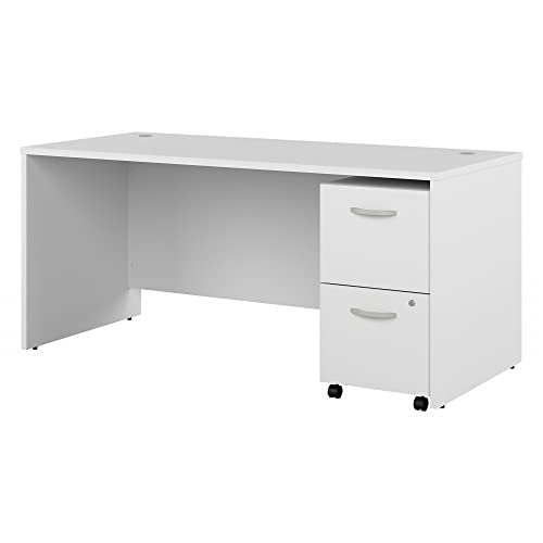 Bush Business Furniture Studio C Office Desk with 2 Drawer Mobile File Cabinet, 66W x 30D, White