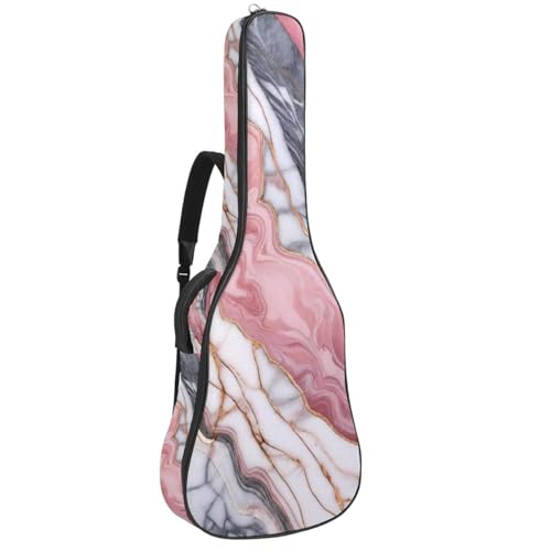 Étui de guitare acoustique rembourré avec finition haut de gamme marbre rose