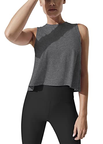 Image of Mippo Crop Tops for Women Womens Workout Tops Flowy Cropped Tank Tops Athletic Shirts