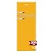 Amica KGC 15633 Y Retro Kühl-/Gefrierkombination / Honey Yellow (Gelb) / 144cm (H) x 55cm (B) x 62cm (T) / Retro-Design / Kühlschrank mit Gefrierfach