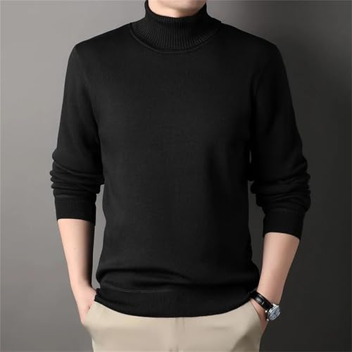 Men's Winter Turtlenecks Sweaters - Knitwear Pullovers Solid Color Long Sleeved Fleece Male Casual Daily Sweaters3
