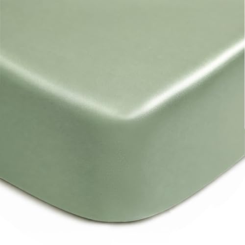 Image of Satin Crib Sheet for Baby Hair Care - Oeko-TEX Certified Silky Soft Fitted Mattress Cover 28x52 - Breathable & Gentle on Skin, Snug Fit for Standard Crib (Sage)