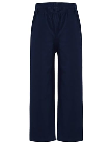 Boys Khaki Flat Front Dress Pants Kids Pull on Straight Leg School Uniform Pants Trousers