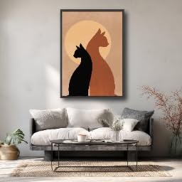 Tableau chat silhouette minimaliste grand format 80x120cm art mural - 4