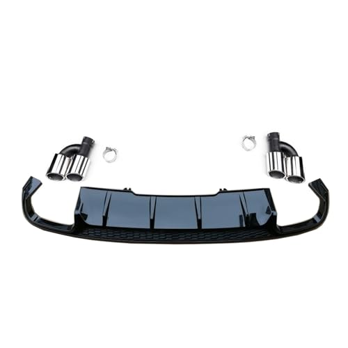 リアリップスポイラー PP ABS 車バンパーディフューザー排気エンドパイプアウディ A4 B9/sline 2017 2018 用(Standard black)