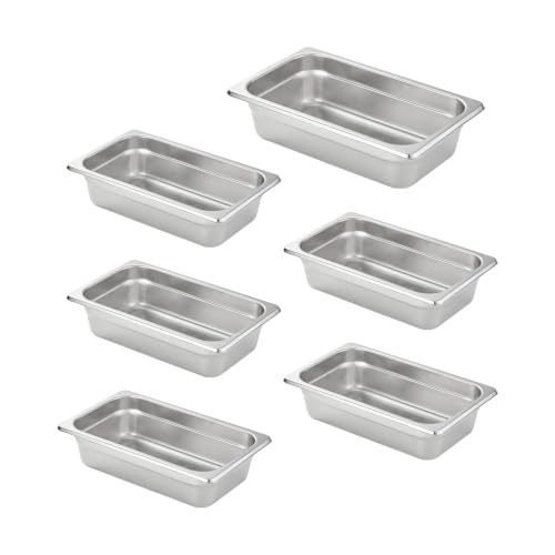 HECMAC 1/4 size hotel pans, 2.5 in deep, 6 pack