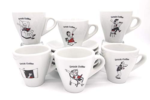 12 Piezas, 6 Servicios Taza Porcelana Café con Leche