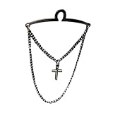 Oshhni Herren-Krawattenklammer, Krawattenkette, Dekoration, Quaste, Krawattennadel, Geschenk, Krawattenklammer, Krawattenkette für Papa, Männer, Ehemann, Schwarz