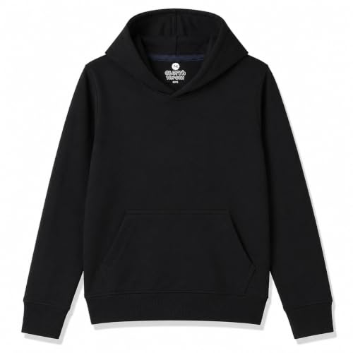 Image of Cloth Theory Girls Solid Cotton Fleece Hoodie | Soft Full Sleeve Hooded Sweatshirt with Kangaroo Pocket | Comfortable Casual Winter Wear for Girls | Stylish Everyday Pullover | 7-8 to 13-14 Years