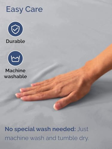Image of Extra Deep King Fitted Sheet - Single Fitted Sheet Only - Steel Blue | Easily Fits 18 inch to 24 inch Mattress, Soft, Wrinkle Free, Breathable & Comfy, Extra Deep Pockets Hotel Luxury Fitted Sheet