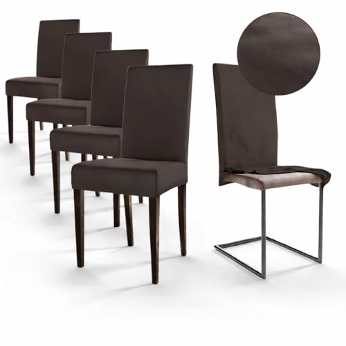 Staboos Stuhlhussen 4er Set – Elastische Stuhlbezüge für Schwingstühle & Esszimmer – Stretch Stuhlhusse aus Öko-Tex zertifiziertem Stoff – Passender Chair Cover für Feste & Zuhause (Dunkelgrau)