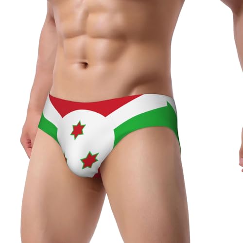 X-Large Men's Triangle Briefs - Comfort Soft Stretch Flag of Burundi Print Classic Fit Underwear, with Contour Pouch Black2