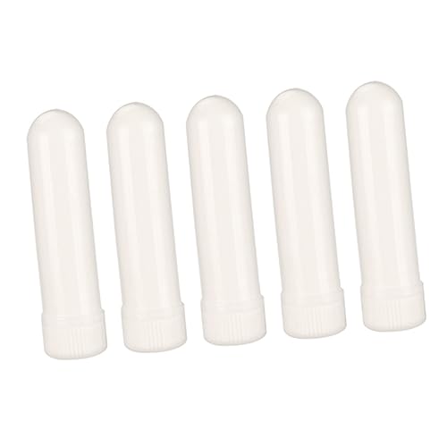 HAPINARY エッセンシャルオイル用 ホワイト 吸入器チューブ 詰め替え可能 プラスチック製 旅行用 携帯に便利 鼻スティック 5個入り