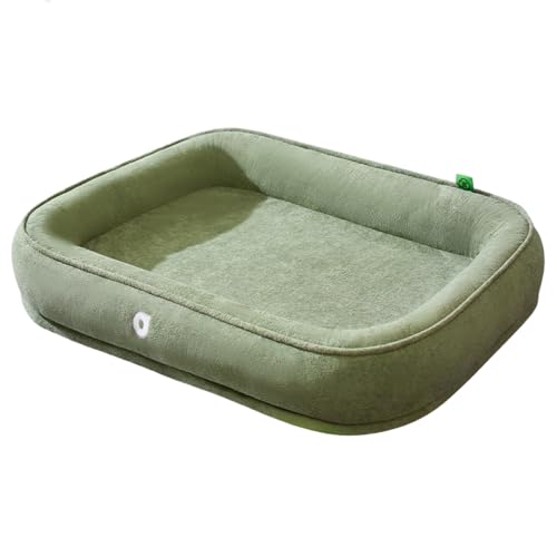 GIIPET 猫 ベッド 犬 ベッド オールシーズン 洗える 防水 ペットベッド 大型犬 中型犬 小型犬 用 高反発 クッション 枕付き 滑り止め オールシーズン ふわふわ 柔らかい マット 通気性 丸洗い 耐久 室内用 25kg対応 (ライトグリーン,