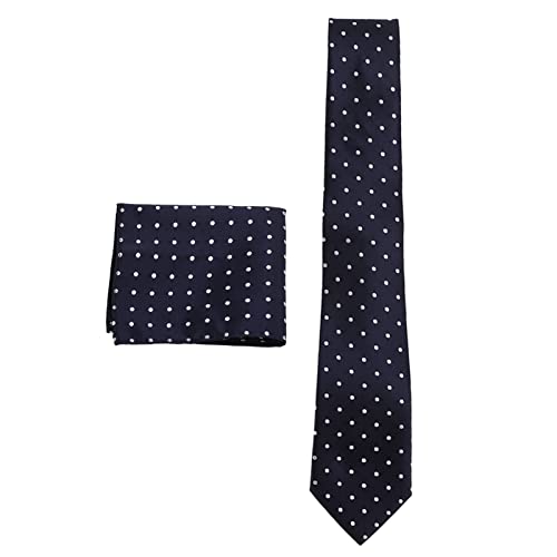 Set de corbatas para hombre, clásico, azul con lunares miniatura 2