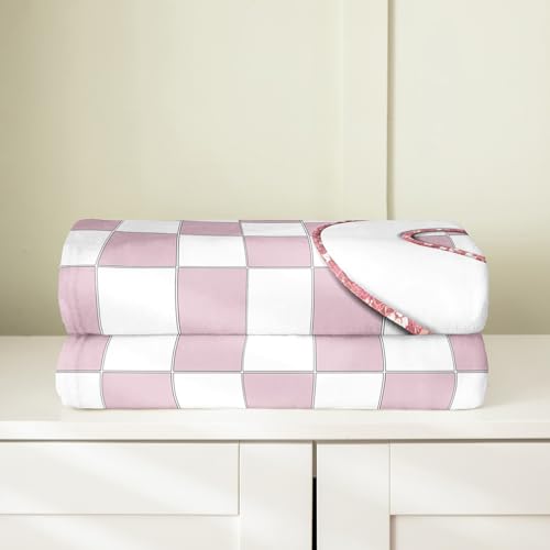 Image of Erosebridal Pink Initial S Flannel Blanket Kawaii Plaid Checkered Fuzzy Plush Throw Cute Personalized Monogram Fleece Blanket for Kids Girls,Fashion Grids Gingham Decor for Bed Couch Baby 30 inchx40 inch