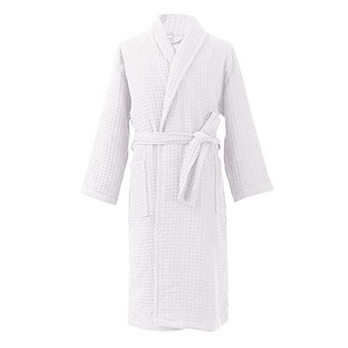 Albornoz de algodón para mujer, cuatro estaciones, albornoz, camisón, ropa de casa Primark, Blanco, XL