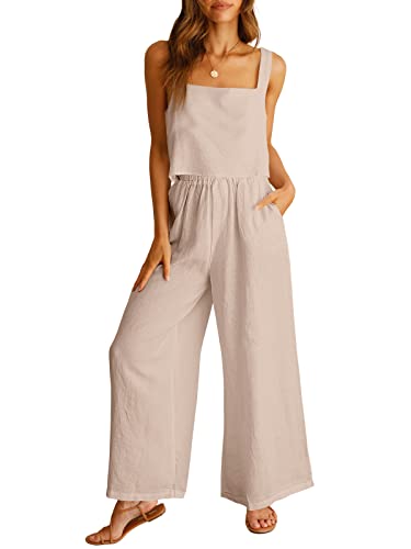 ANRABESS Women's 2 Piece Outfits Linen Pants Jumpsuit...