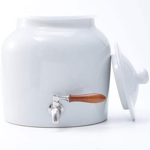 Ceramic Water Dispenser for 5 Gallon Bottle Crock Water Dispenser with Durable Stainless Steel Faucet Ideal for 3 to 5 Gallon Jugs Classic Porcelain Water Crock Design for Home or Office Use