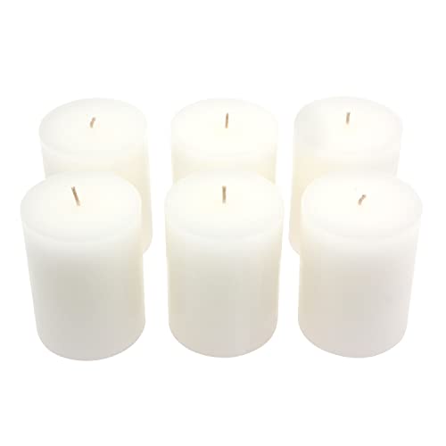 Image of Stonebriar Tall 3 x 4 Inch 50 Hour Long Burning Unscented Wax Flat Top Pillar Candles, White, 6 Pack