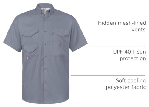 Image of Alimens & Gentle Short Sleeve Fishing Shirt Wicking Fabric Sun Protection Casual Button Down Shirts