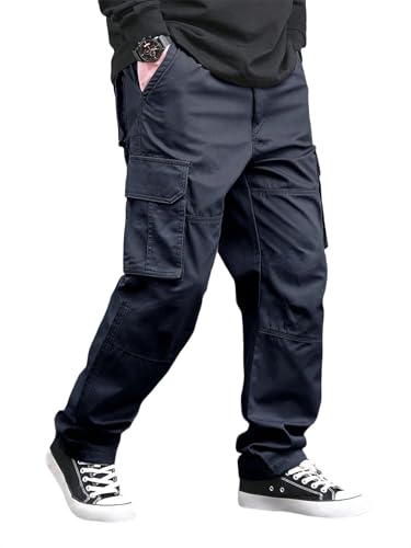 Image of MiraMichi Men's Relaxed Fit Solid Pattern Cotton Cargo Pant with 6 Pocket Button Down Closure Type and Standard Length | Six Pockets Cargos Pant's |Bonkers Joggers for Men