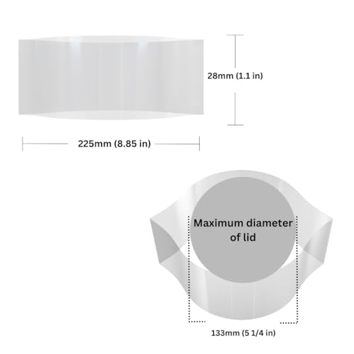 Image of 225 x 28 mm Clear Perforated Shrink Band for Extra-Large Containers, Industrial Tubs & Bulk Plastic Canisters [Cap Diameter: 5 1 /4 inch] Pack of 250