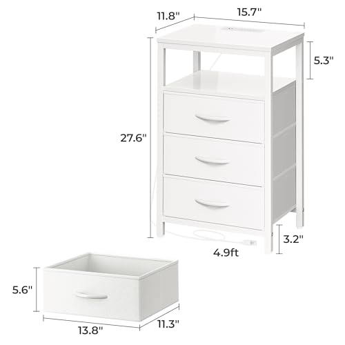 Image of Huuger Nightstands Set of 2, Nightstand with Charging Station,Bedside Table