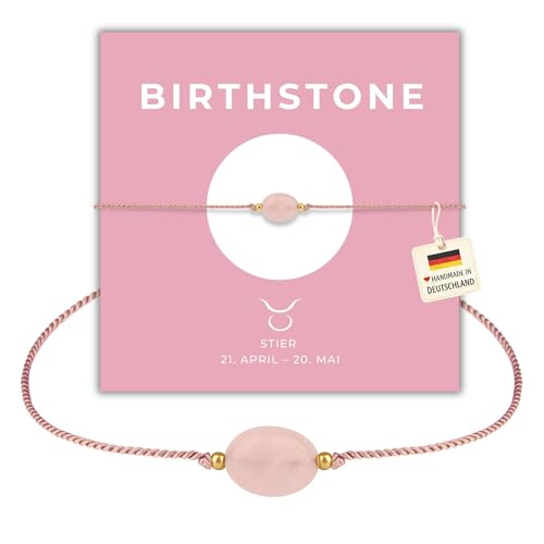happymaker Bracelet Pierre de Naissance Femme – Bracelet Signe du Zodiaque avec Pierre Naturelle, Bracelet Cordon Réglable, Bijou Astrologique Porte Bonheur (Taureau...