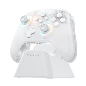 Machenike G3V2 Bluetooth Controller für PC/Switch/iOS/Android, Hall Effekt Joysticks, RGB-Beleuchtung, Programmierbare Tasten, 1000mAh Akku,Ultra Niedrige Latenz & 1000Hz Abtastrate (Weiß, PE)