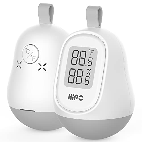 Humidity Meter,Room Thermometer Indoor Humidity and Temperature Monitor (Clear Display of E-Paper Screen) for Home Baby Nursery Tiny Room House, Office Desk, Blue（Tumbler）
