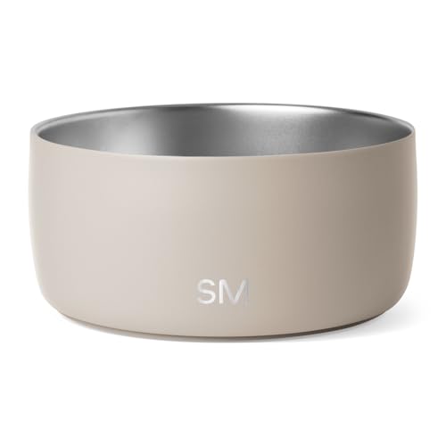Simple Modern Stainless Steel Pet Water Bowl for Dogs & Cats | Reusable Insulated Stainless Steel Food Bowls for Dog Cat | No Tip No Slip BPA Free | Bentley Collection | Medium (32oz) | Almond Birch