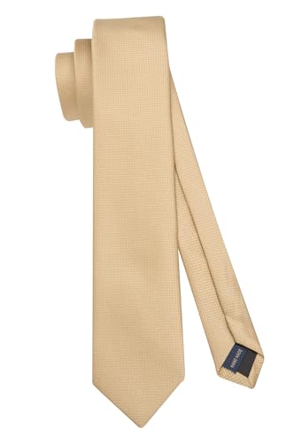 HISDERN Corbata dorada Corbatas delgadas Corbata delgada para hombres Corbata de seda sólida Corbata formal clásica para bodas Fiesta de negocios (6 cm)