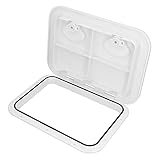 Xiuganpo Escotilla de Acceso a Cubierta Marina, Cubierta de Escotilla de Barco ABS con Tapa con Bisagras de 180 Grados y Sello de Goma, para Reemplazo de Embarcaciones (White)