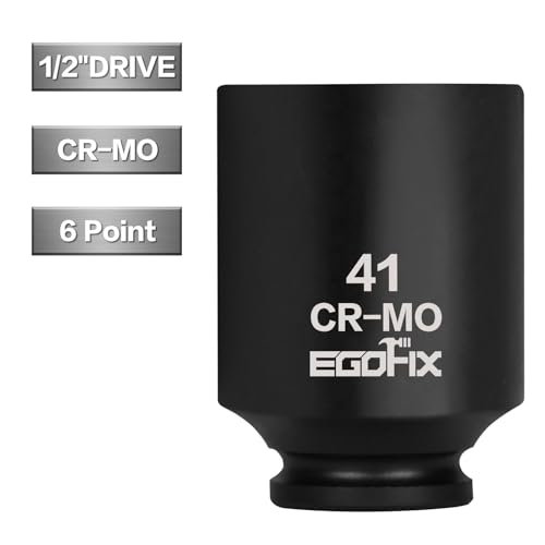 Image of 1 /2 inch Drive Deep Impact Socket, 41mm Metric Socket, CR-MO 6 Point for Easy Removal of Axle Nut