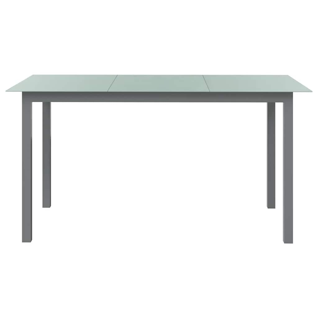 Aluminiowy stół ogrodowy, jasnoszary, 150 x 90 x 74 cm, ze szklanym blatem, stabilny stół ogrodowy do ogrodu, na balkon, taras, łatwy w pielęgnacji, szklany stół z dużą ilością miejsca na