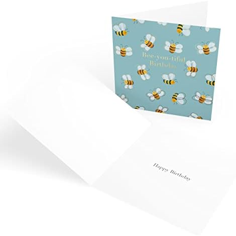 The Heritage Press 'Bee-you-tiful Birthday Bees' Card with foil finish and Envelope - Eco-friendly - Made in UK - 150X150mm