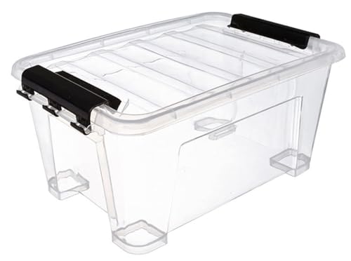 PREMIFY Lockable Clear Plastic Storage Box 5L Transparent Organizer with SnapFit Lid side lock Stackable Container for Clothes Toys Tools Medicine Crafts Kitchen & Office