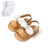 YANFJHV Sandalias para niña 26 y niñas, suela plana, ligeras, transpirables, cómodas, con lazo de gancho, lazo de bloque de color con calcetines, Blanco, 21 EU
