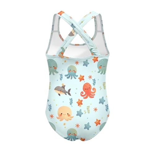 Image of Girls One Piece Swimsuits Teens Sleeveless Back Cross Strap Bathing Suit Kids Quick Dry Cute Beach Swimwear(5-14)