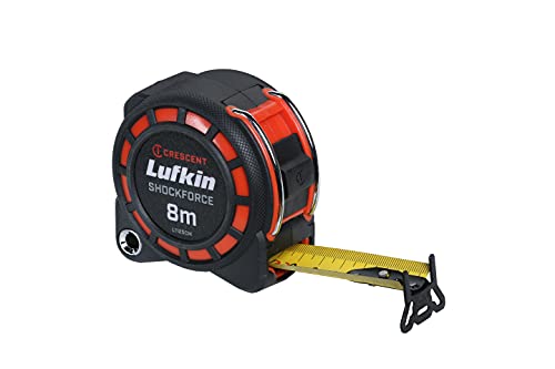 Lufkin L1125CM 3cm x 8m Shockforce Doppelseitiges Maßband, 30 Meter Fall Getestet - Version mit Gelber Klinge