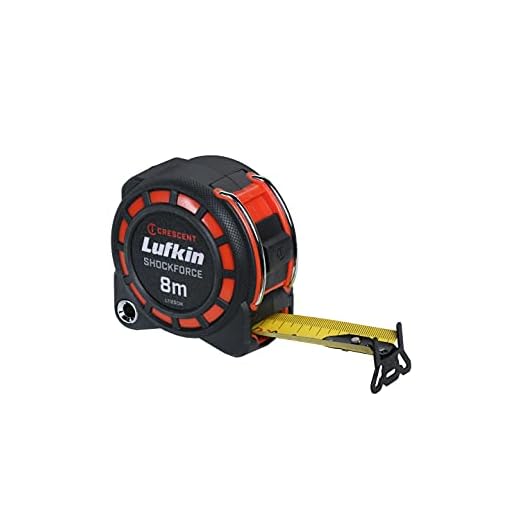 Lufkin L 1125 cm 3 cm x 8 m Shockforce dubbelsidig måttband, 30 meter fodral testat