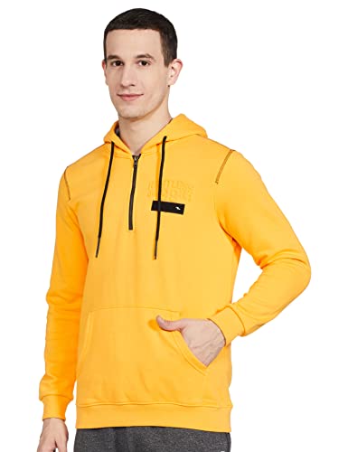 Image of Spykar Men's Cotton Hooded Neck Sweatshirt(167247 Yellow L)