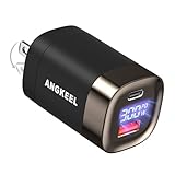 ANGKEEL 33W GaN Foldable USB C Charger with LED Wattage Display, 2-Ports Fast Charging Block Type-C Power Adapter for iPhone 16/15/14, Samsung S25/S24 Ultra, iPad Pro/Air/Mini, Android Phone & Tablets