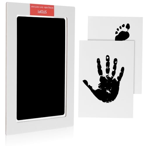 Image of Baby Handprint Footprint Kit Safe Clean Touch Inkless Pads Dog Pet Paw Imprint Cards Infant Hand Foot Print Stamp for Newborn Registry Growth Record Anniversary Family Keepsake