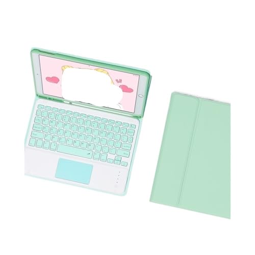 Funda protectora para tableta iPad Air 11 y 5 de 10.9 pulgadas con teclado táctil y ratón verde